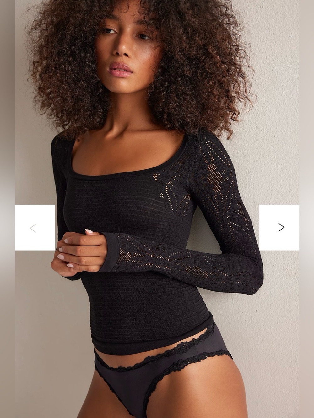 FP Movement by Free People Black Scoop-Neck Long Sleeve Knit Top NWOT